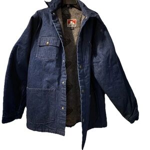 Ben Davis Denim Chore Jacket Mens XL Blanket Lined Workwear USA Snap Front